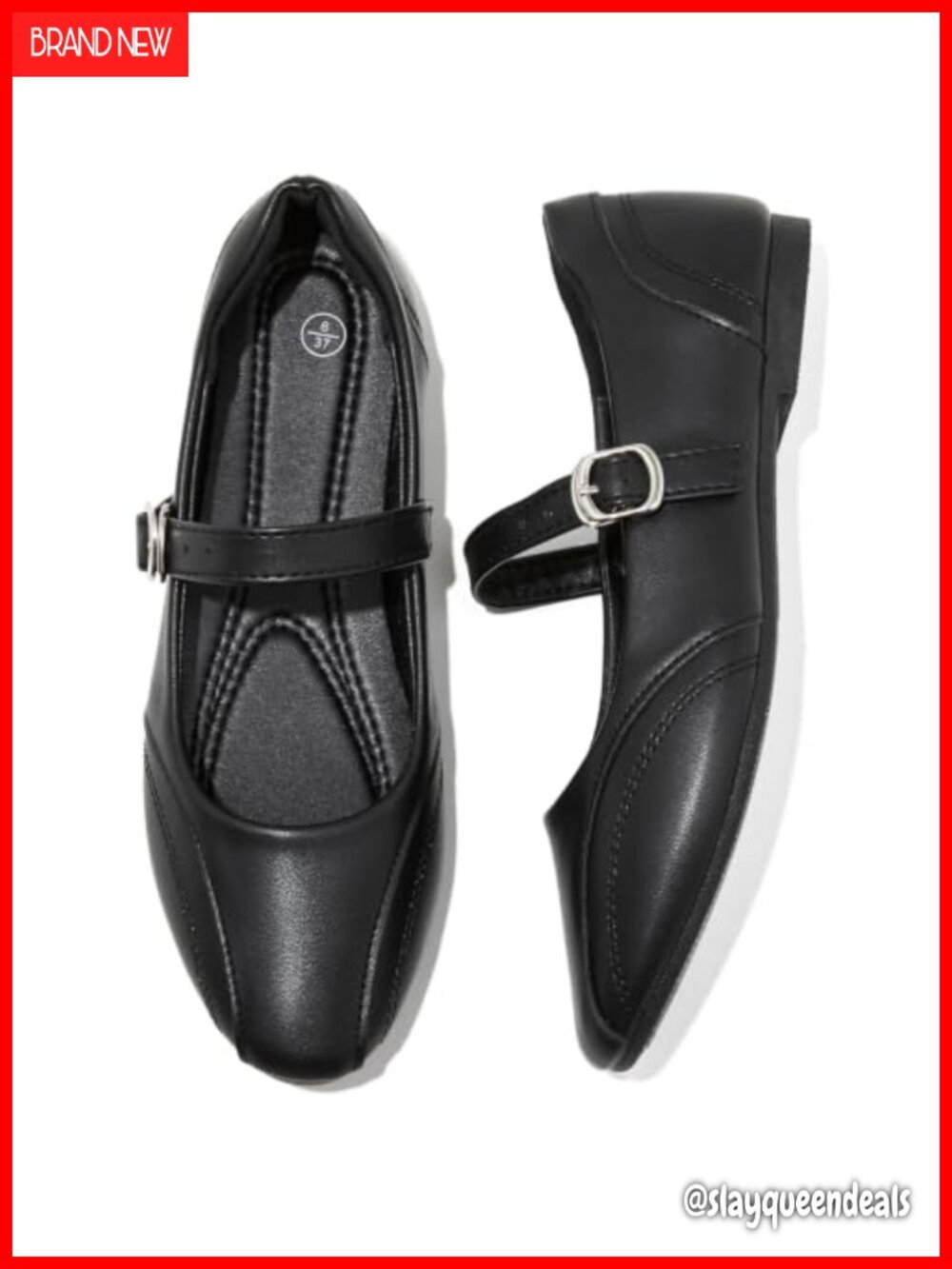 Mary Jane Dress Ballet Flats Faux Leather Memory Foam Buckle Strap